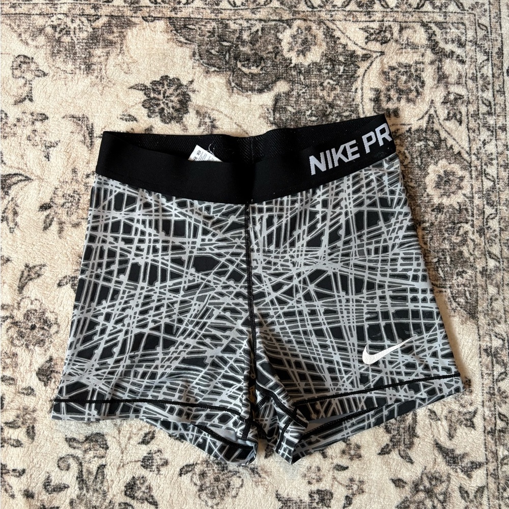 Nike Pro Black and White Graphic Shorts